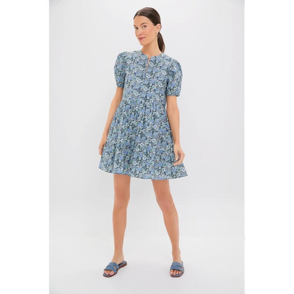 HYACINTH HOUSE Light Blue Ditsy Floral Zip Front Ellie Mini Dress Size L NWT